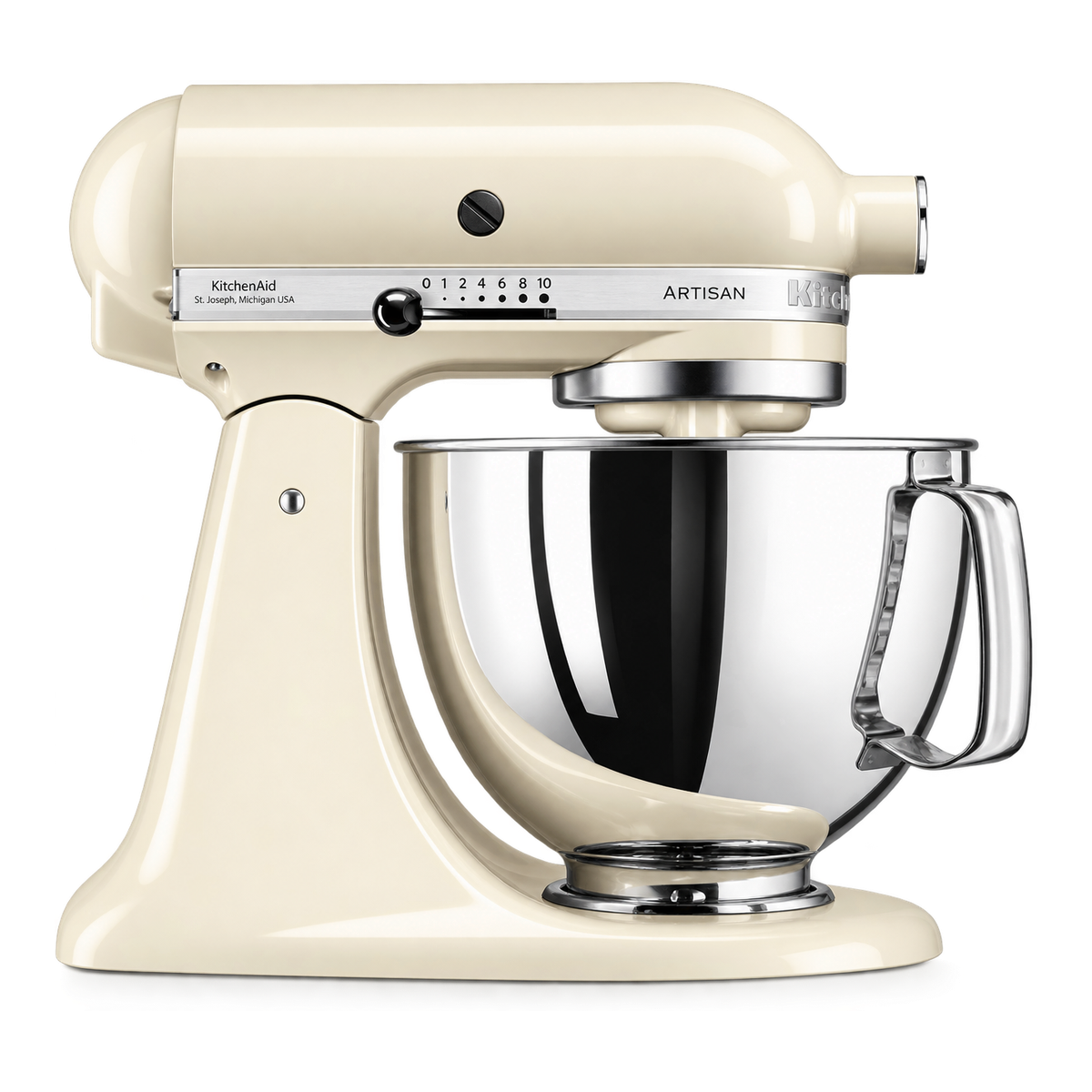 KitchenAid Artisan 5KSM125EAC keukenmachine in amandel wit met 4,8 liter RVS mengkom